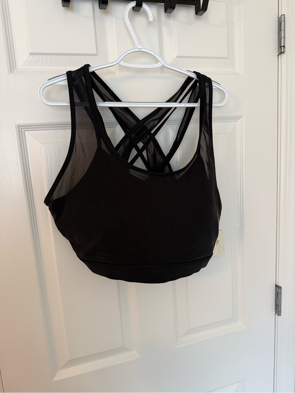 Fabletics Black Strappy Mesh Sports Bra